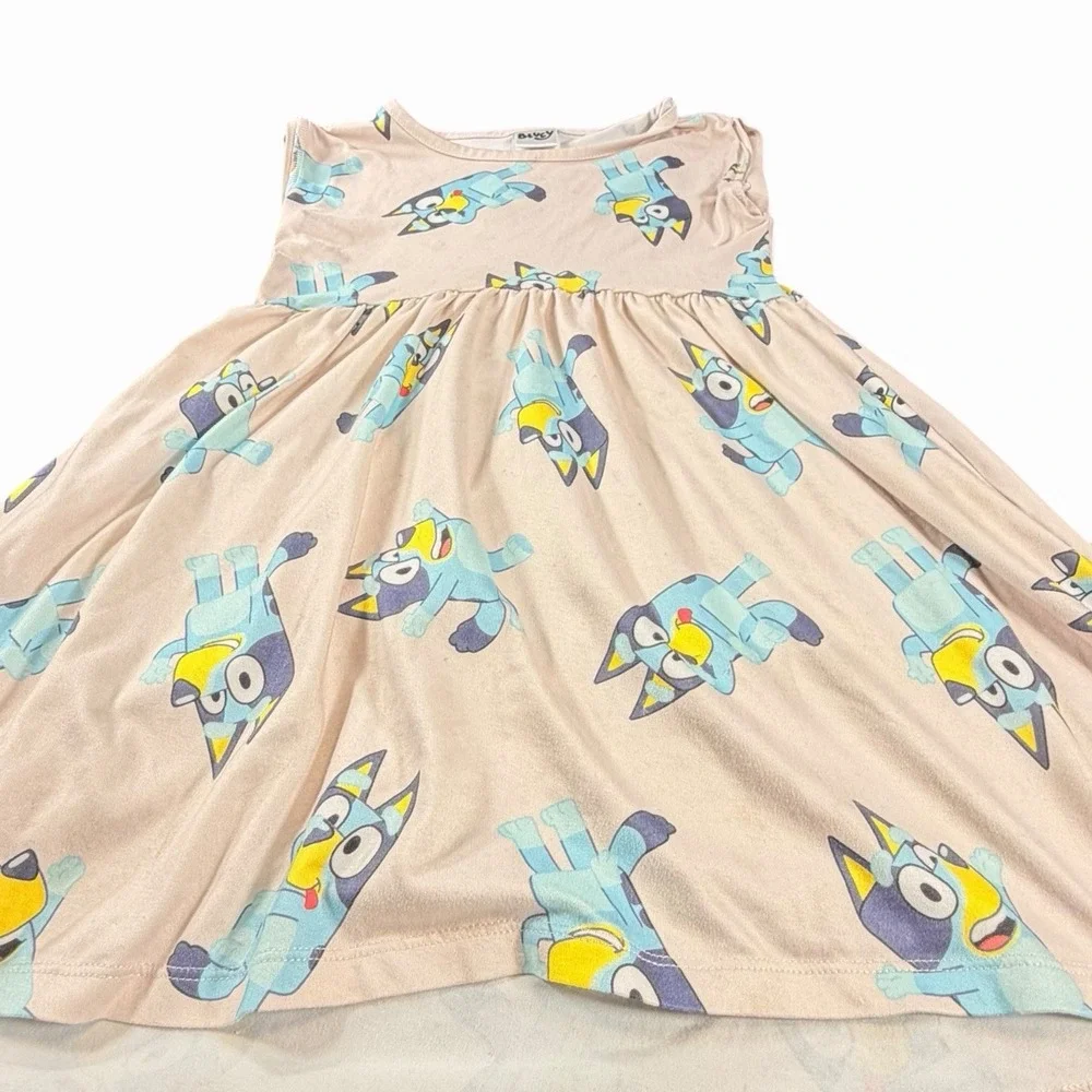 Bluey Toddler Girls Sleeveless Skater Dress‎ Peach Pink All Over Print 5T